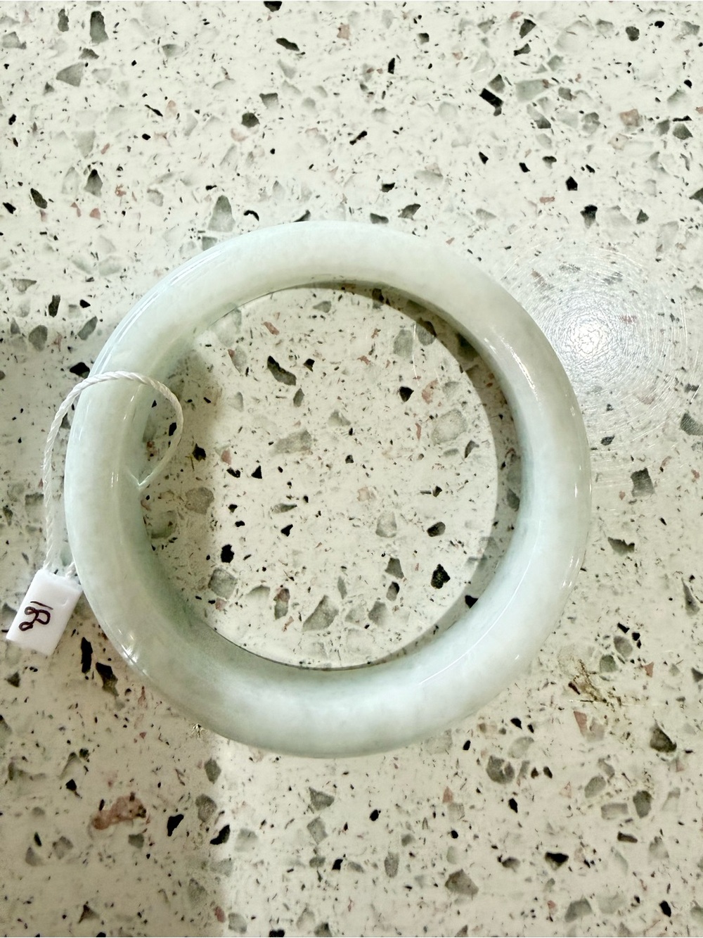 Certified Jadeite Pale White Green Circular Decorative Bangle Bracelet 55.7mm